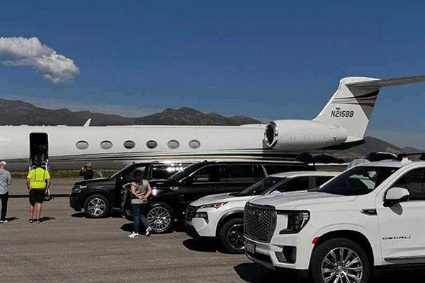 Luxury car parked outside in Salt Lake City providing private transportation services.
