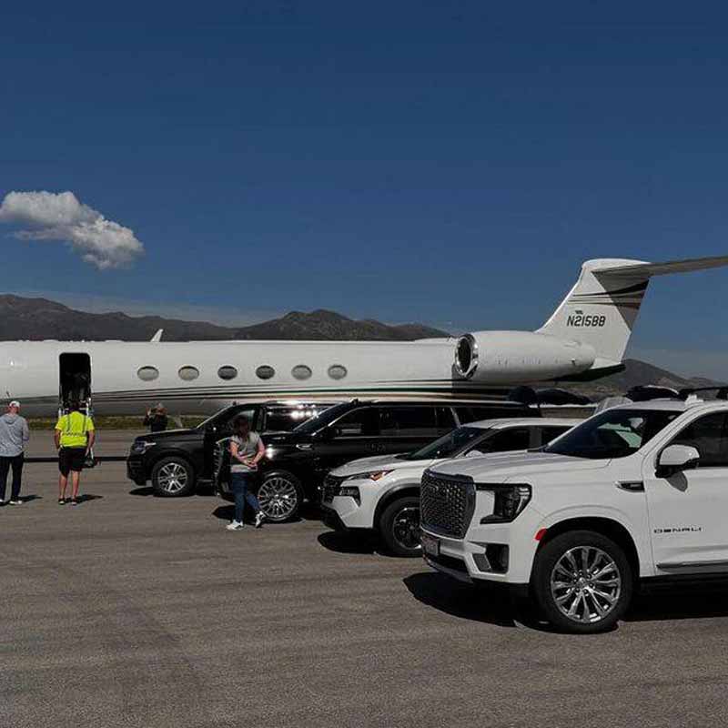 Luxury car parked outside in Salt Lake City providing private transportation services.
